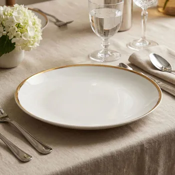 Talíř Porcelánový jídelní talíř se zlatou dekorací MARIAPAULA MODERNA GOLD 24 cm bílý