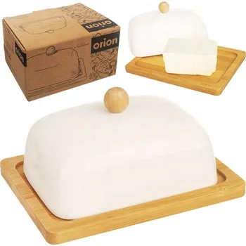 Máslenka Porcelánová máslenka s bambusovým víkem bílá Orion