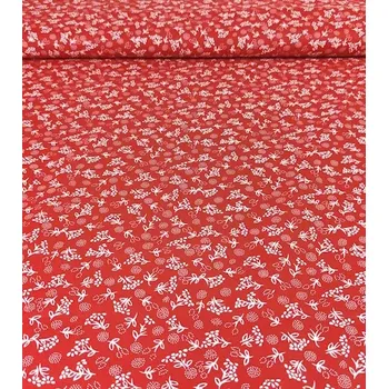 Bavlněná látka mechové kvítky na červené plátno 142 cm | RTex