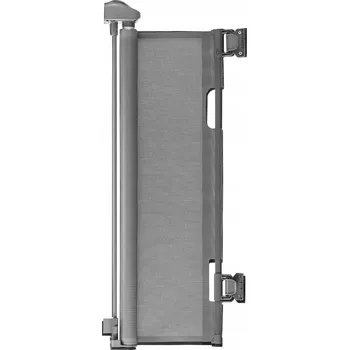 Dětská zábrana Zatahovací dětská zábrana , roztažitelná na šířku 1430 mm, výšku 795 mm, s bezpečnostním zámkem, snadné použití, průchod bez zakopnutí, síťovaná zábrana pro psy na schody, do chodeb, pro vnitřní i venkovní použití, šedá