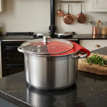 Hrnec Hrnec z nerezové oceli se skleněnou poklicí a červenou vložkou ALTOM DESIGN FABIO 11,5 l