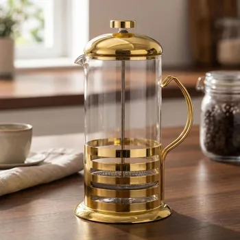 Konvice na čaj Skleněný french press na čaj a kávu ALTOM DESIGN GOLD DREAM 600 ml zlatý