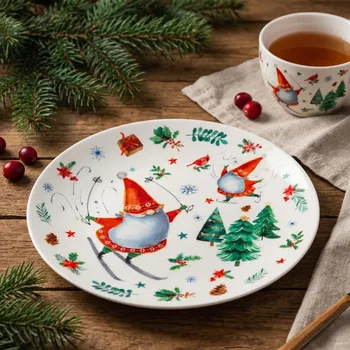 Talíř Dezertní talíř porcelánový NEW BONE CHINA ALTOM DESIGN ZIMOWE SKRZATY 20,5 cm
