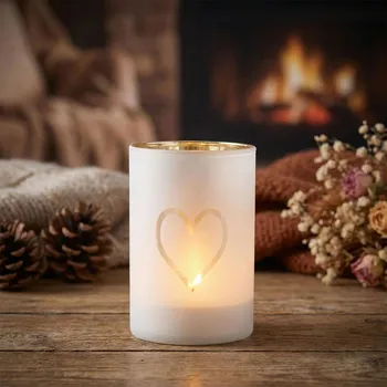 Svícen Matný skleněný svícen ALTOM DESIGN SERCE bílý