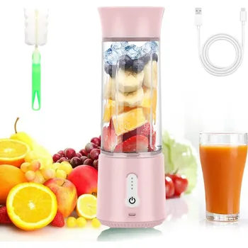 PŘENOSNÝ BEZDRÁTOVÝ MIXÉR NA SMOOTHIE A DŽUSY, SKLENĚNÝ, 500ML, RŮŽOVÝ