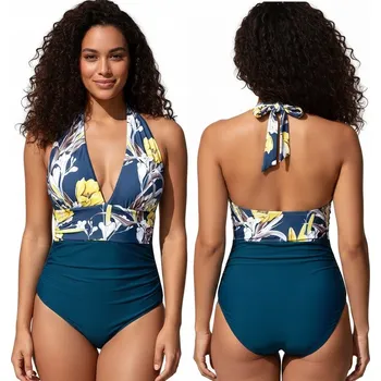 Dámské plavky K&M jednodílné plavky, vícebarevné, velikost L