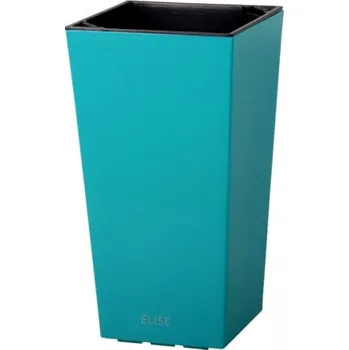 Obal na květináč Obal na květník ELISE plastový lesklý 15x15x26cm, tyrkysová