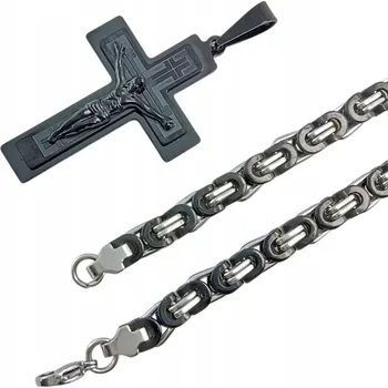 Náhrdelník Pánský náhrdelník RE - 38735 - Černá/Stříbrná/60cm KP-38735