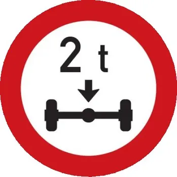 Dopravní značení Dopravní značka B14 - Zákaz vjezdu vozidel, jejichž okamžitá hmotnost připadající na nápravu přesahuje vyznačenou mez