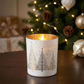 Svícen Skleněný svícen vánoční ALTOM DESIGN CHOINKI 10 cm bílý