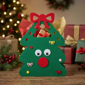 Vánoční dekorace Vánoční dárková taška filcová ve tvaru stromečku ALTOM DESIGN 23,5 cm zelená