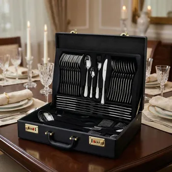 Příbor Sada příborů v kufříku GERPOL VIOLINO stříbrný lesk 68 ks