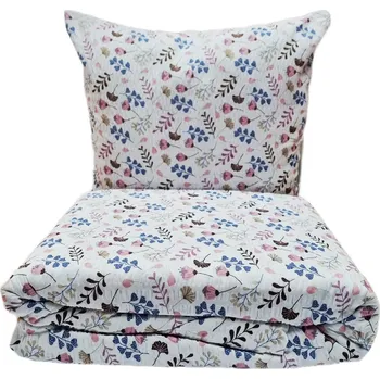 Povlečení Krepové povlečení 140x200 bílé růžové granátové béžové květinový vzor