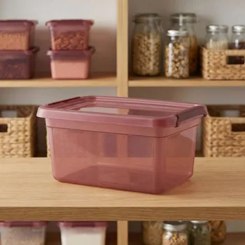 Dóza na potraviny Plastová dóza na skladování s víkem MOXOM BASESTORE 1,5 l bordó