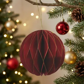 Vánoční dekorace Papírová koule ALTOM DESIGN 10 cm červená