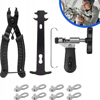 Cyklo nářadí OPRAVNÁ SADA NA ŘETĚZY JÍZDNÍCH KOL - Nýtovač, Kleště, Měřidlo