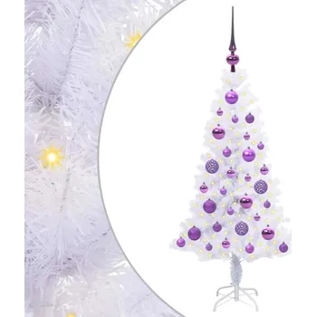 Vánoční stromek Umělý vánoční stromek s 150 LED diodami, bílý, 120 cm, PVC a Ocel