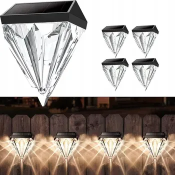 Zahradní dekorace Solární zahradní světla Diamant, teplá bílá, voděodolná, 4 ks