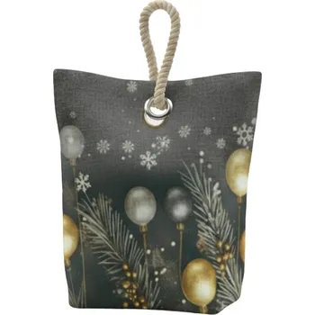 Bytová dekorace Vánoční dveřní zarážka Jehličí a baňky CYH5918C 22x23 cm