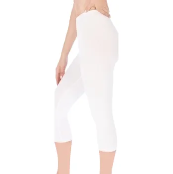 Dámské legíny Dámské 3/4 rybářské kalhoty legíny bavlněné s gumou v pase bílé S