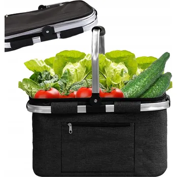 Nákupní košík PIKNIKOVÝ TERMO KOŠÍK SKLÁDACÍ NÁKUPNÍ KOŠÍK IZOLAČNÍ 46L