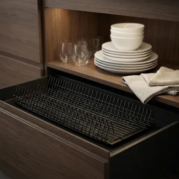 Organizace kuchyně Odkapávač na nádobí do skříňky s tácem METPOL 80 cm černý