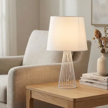 Lampička Dekorační stolní lampa na kovovém podstavci ALTOM DESIGN bílá