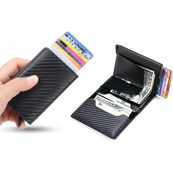 Peněženka Pánská kožená peněženka černá s RFID ochranou, svislá, na patentku (eko kůže)