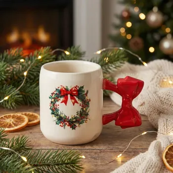 Porcelánový vánoční hrnek s ozdobným uchem ALTOM DESIGN WIANEK 420 ml