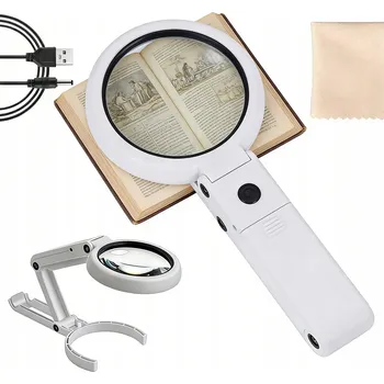 Lupa RUČNÍ LUPA 5/11X ZVĚTŠOVACÍ SKLO S LED PODSVÍCENÍM PRO ČTENÍ