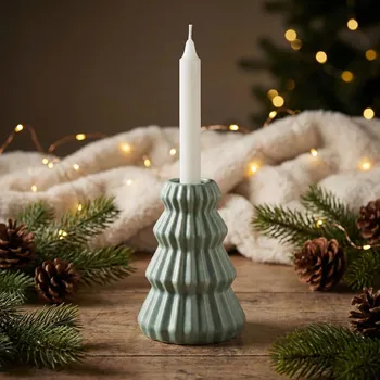 Svícen Porcelánový svícen na úzkou svíčku ALTOM DESIGN CHOINKA 8,5 cm zelený