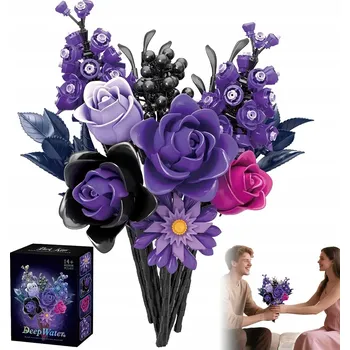 ostatní stavebnice STAVEBNICE 822 DÍLKŮ FIALOVÁ KYTICE RŮŽÍ HRAČKA K SESTAVENÍ ABS