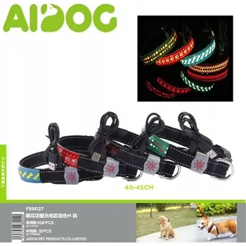 Obojek pro psa Svítící USB obojek pro psy, velikost M, 40-45 cm