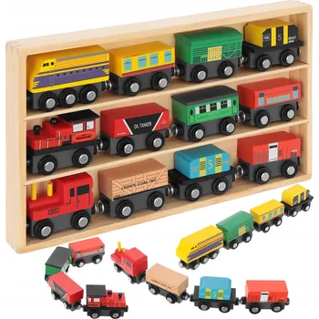 Vláček a vláčkodráha Dřevěná vláčkodráha LandToys sada s vagóny, vícebarevná