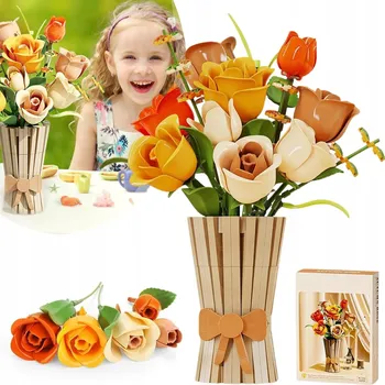 ostatní stavebnice STAVEBNICE KYTICE KVĚTIN Růže 868 dílků DÁREK PRO ŽENY KVĚTINA