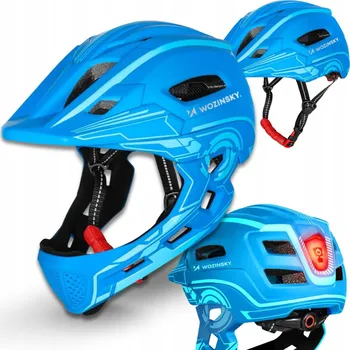 Cyklistická přilba Dětská cyklistická helma FULLFACE s LED světlem, nastavitelná, lehká a bezpečná