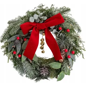 Vánoční dekorace Vánoční věnec na dveře/zeď s červenou mašlí Altom Design 32 cm
