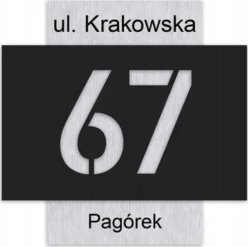 Obraz Adresní Tabulka 32x21 cm Číslo Domu Hliníková Čísla Na Dům Stříbrná