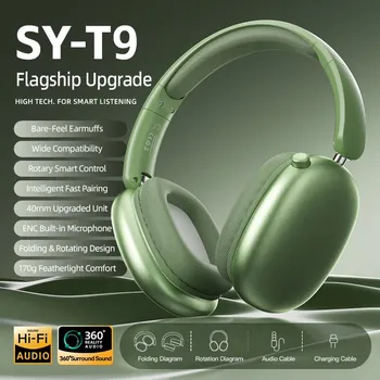 Sluchátka Bezdrátová Bluetooth sluchátka přes uši SY T9 khaki