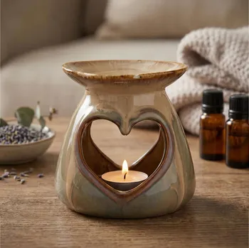 Aroma lampa Porcelánová aromalampa ALTOM DESIGN SERCE 10,5 cm šedá