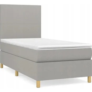 Postel Kontinentální postel světle šedá 203 x 100 x 118/128 cm s matrací 100 x 200