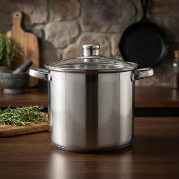 Hrnec Nerezový hrnec na indukci se skleněnou poklicí ALTOM DESIGN FABIO 5,3 l