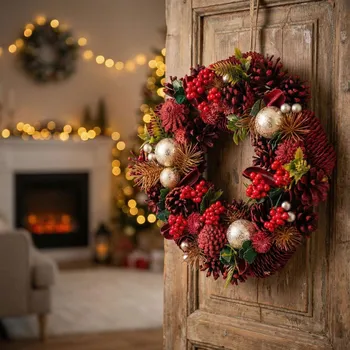 Vánoční dekorace Věnec vánoční ALTOM DESIGN 30 cm červený