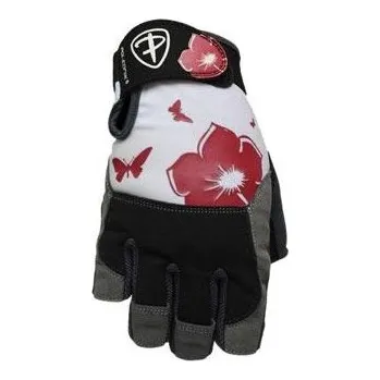 Fitness Polednik Rukavice Flower bez omotávky - červené velikost M