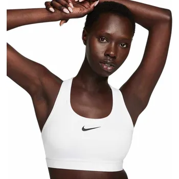 Podprsenka Dámská sportovní podprsenka s výztuží Nike W NK SWSH MED SPT BRA W bílá DX6821-100 - XXL | UK 9,5 | US 12