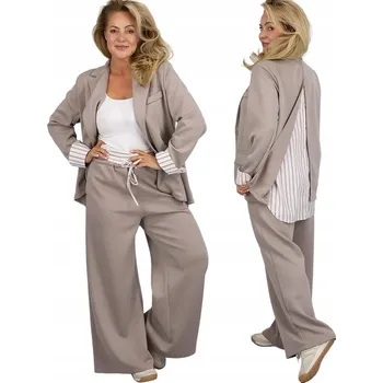 Dámský kostýmek Agrafka dámský šedý komplet s kalhotami, velikost