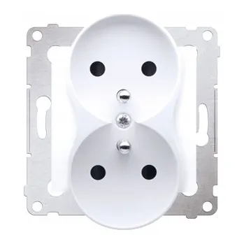 Elektrická zásuvka Kontakt Simon 54 Zásuvka Dvojitá s Kolíkem a Clonkami