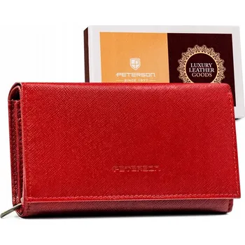 Peněženka Peterson peněženka z pravé kůže červená - dámská