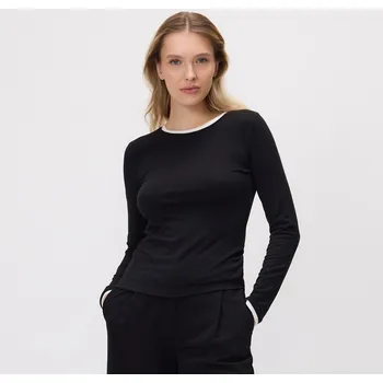 Reserved - Tričko s dlouhým rukávem a kontrastním lemováním - černý - 491KL-99X - 491KL-99X-L