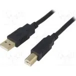 Kabel USB 2.0 USB A vidlice, USB B vidlice zlacený 5m černá